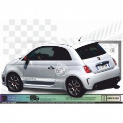 Fiat 500  Kit Abarth toit damier bandes bas de caisses logo Abarth  - Tuning Sticker Autocollant Graphic Decals