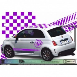 Fiat 500  Kit Abarth toit damier bandes bas de caisses logo Abarth  - Tuning Sticker Autocollant Graphic Decals