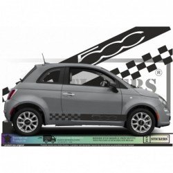 Fiat 500 Checkerboard Strips Bottom of Cases - Tuning Sticker Sticker Graphic Decals