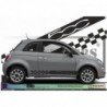 Fiat 500 kit autocollant bas de caisse design damier et logo Fun Stickers