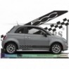 Kit Autocollant Bas de Caisse Fiat 500 – Design Damier + Logo 500 – Vinyle Haute Qualité