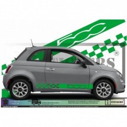 Fiat 500 kit autocollant bas de caisse design damier et logo Fun Stickers