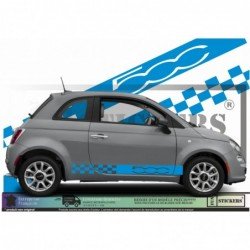 Fiat 500 kit autocollant bas de caisse design damier et logo Fun Stickers