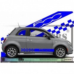 Fiat 500 kit autocollant bas de caisse design damier et logo Fun Stickers