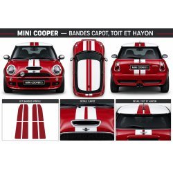 copy of Mini one cooper 2 Bandes capots -Kit Complet - voiture Sticker Autocollant Graphic Decals