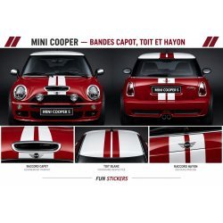 copy of Mini one cooper 2 Bandes capots -Kit Complet - voiture Sticker Autocollant Graphic Decals