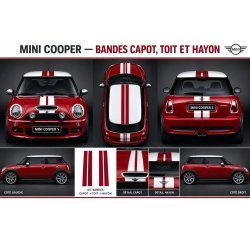 copy of Mini one cooper 2 Bandes capots -Kit Complet - voiture Sticker Autocollant Graphic Decals