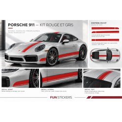 Porsche Bandes sport latérales Bas de caisses  - Kit Complet - voiture Sticker Autocollant Graphic Decals