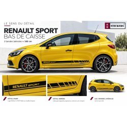 Kit Bandes Racing RS Noir Renault Sport Autocollant | Fun Stickers
