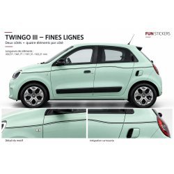 Bandes Fines Laterales Renault Twingo 3 | Stickers Autocollants