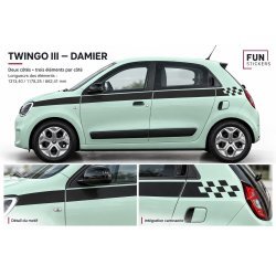 Kit Bandes Latérales Damier Renault Twingo 3 13 Couleurs | Fun Stickers