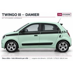 Kit Bandes Latérales Damier Renault Twingo 3 13 Couleurs | Fun Stickers