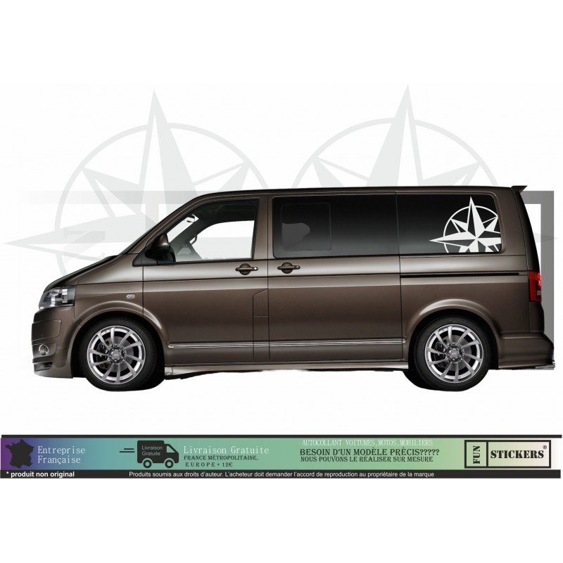 Sticker rose des vents 72cm van VW Transporter camping-car Fun Stickers