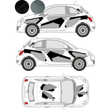 Geometric camouflage decal kit – compact car and Fiat 500