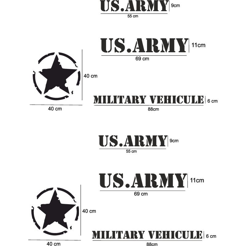 US Army stars and lettering decal kit