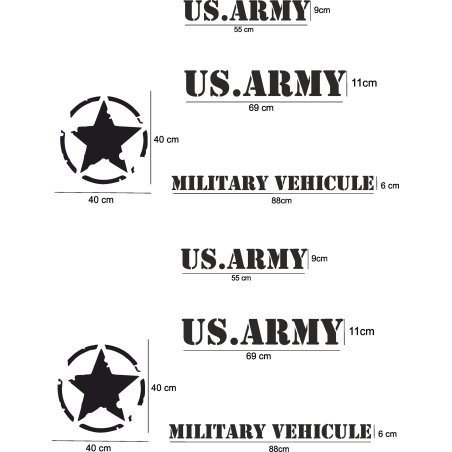 US Army stars and lettering decal kit