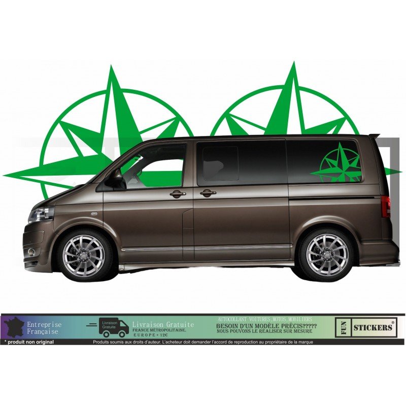 Autocollants Rose des Vents Grand Format 72 cm - Décoration Van & Camping-Car