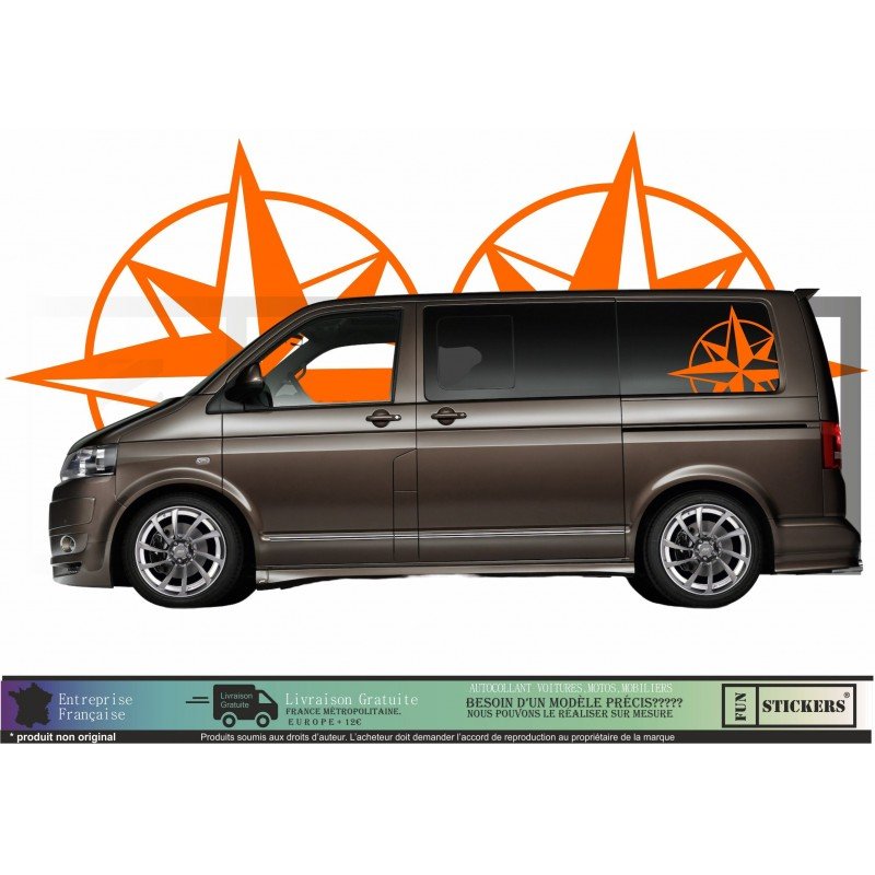 Sticker rose des vents 72cm van VW Transporter camping-car Fun Stickers