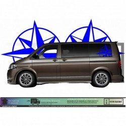 Sticker rose des vents 72cm van VW Transporter camping-car Fun Stickers
