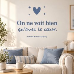 Sticker mural On ne voit bien qu'avec le cœur | Fun-Stickers