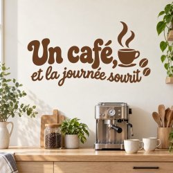Wall decal Un café et la journée sourit | Fun-Stickers