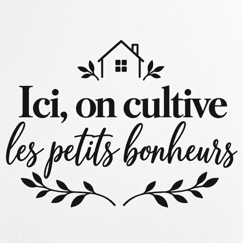 Wall decal Ici, on cultive les petits bonheurs | Fun-Stickers
