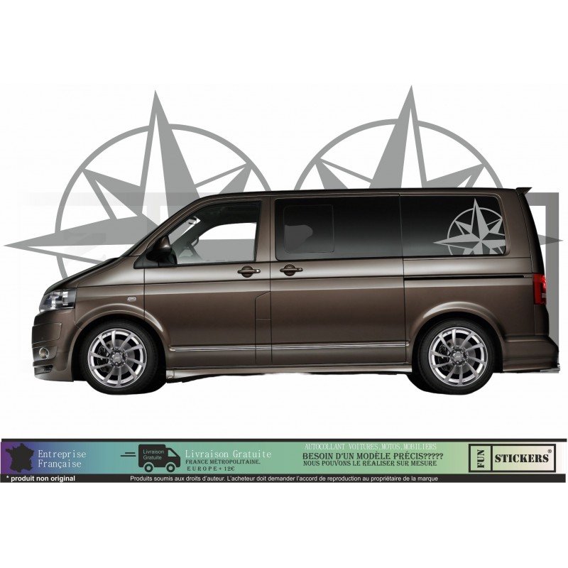 Sticker rose des vents 72cm van VW Transporter camping-car Fun Stickers
