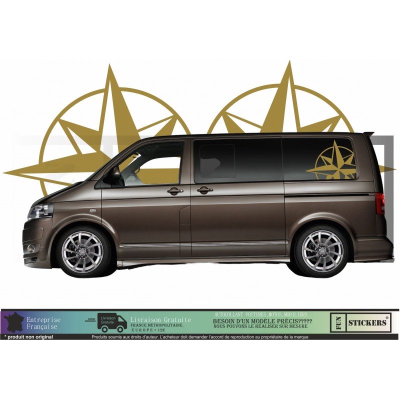 Autocollants Rose des Vents Grand Format 72 cm - Décoration Van & Camping-Car
