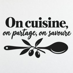 Sticker mural On cuisine, on partage, on savoure | Fun-Stickers