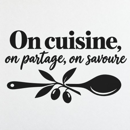 Sticker mural On cuisine, on partage, on savoure | Fun-Stickers