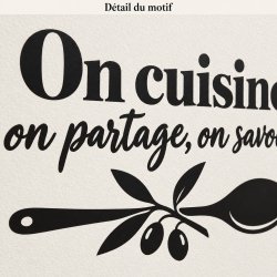 Sticker mural On cuisine, on partage, on savoure | Fun-Stickers