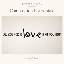 Wall decal All you need is love, version horizontale | Fun-Stickers