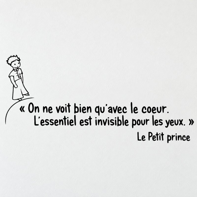 Sticker mural Le Petit Prince, on ne voit bien qu'avec le cœur