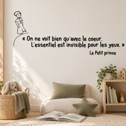 Sticker mural Le Petit Prince, on ne voit bien qu'avec le cœur