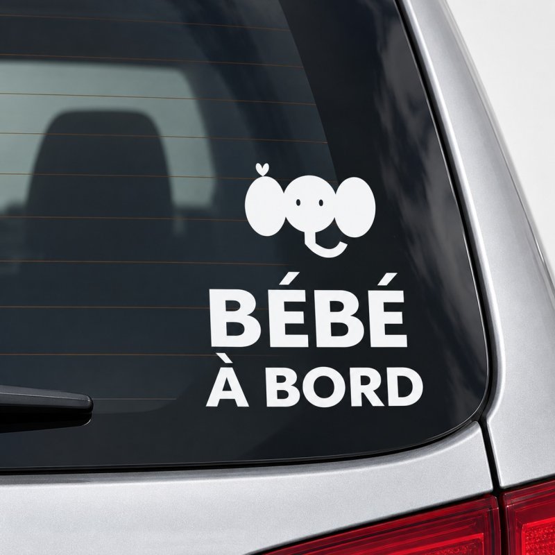 Baby on board car sticker Petit éléphant | Fun-Stickers