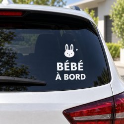 Baby on board car sticker Lapin des voyages | Fun-Stickers