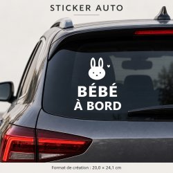 Sticker bébé à bord Lapin des voyages | Fun-Stickers