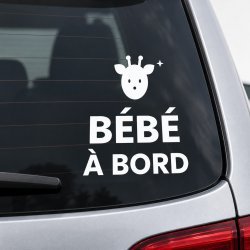 Sticker bébé à bord Girafe curieuse | Fun-Stickers