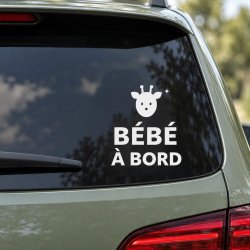 Sticker bébé à bord Girafe curieuse | Fun-Stickers