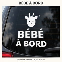 Sticker bébé à bord Girafe curieuse | Fun-Stickers