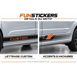 Stickers Transit Custom Hachures et lettrage CUSTOM