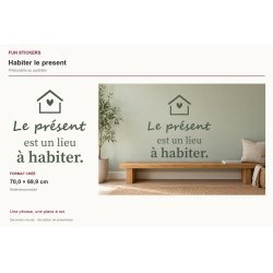 Sticker mural citation — Habiter le présent | Fun-Stickers