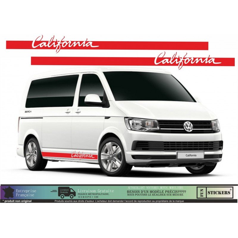 Sticker bande laterale California kit decoration van VW Fun Stickers