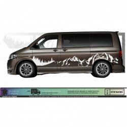 VW Transporter sticker XXL montagne foret kit outdoor van Fun Stickers