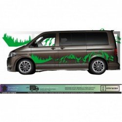 VW Transporter sticker XXL montagne foret kit outdoor van Fun Stickers