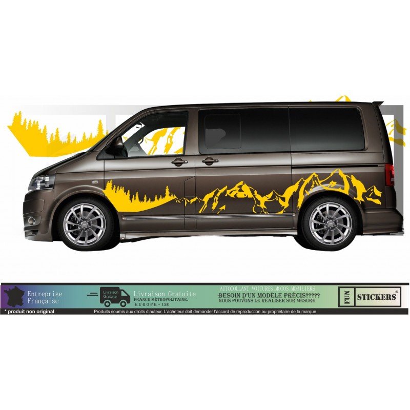 VW Transporter sticker XXL montagne foret kit outdoor van Fun Stickers