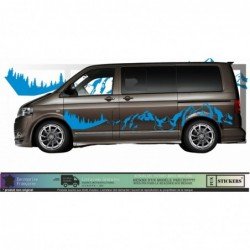 VW Transporter sticker XXL montagne foret kit outdoor van Fun Stickers