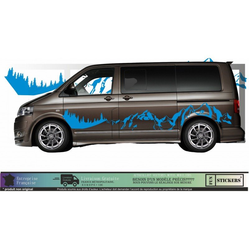 VW Transporter sticker XXL montagne foret kit outdoor van Fun Stickers