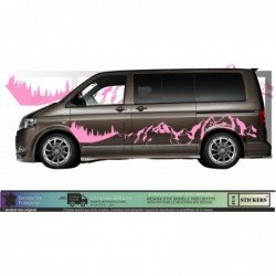 VW Transporter sticker XXL montagne foret kit outdoor van Fun Stickers