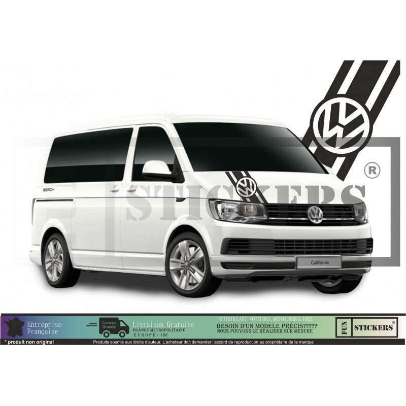 VW Transporter T3 T4 T5 T6 bande capot logo VW autocollant Fun Stickers